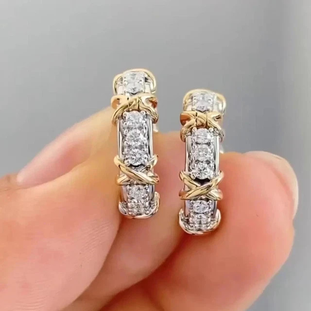 2 Ct Round Cut Lab-Created Diamond Hoop Earrings In 14k White Gold Plated
