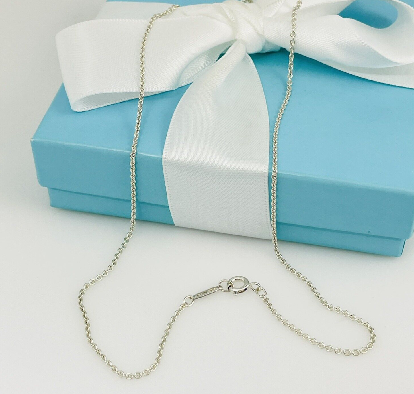 16″ Tiffany & Co 1.2mm Thick Large Link Chain Necklace in 925 Silver