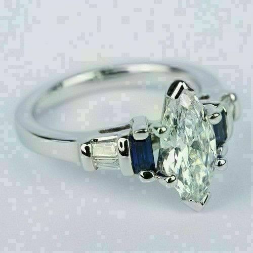 2.20Ct Lab Created Marquise Diamond Solitaire Wedding Ring 14K White Gold Finish