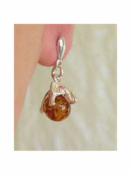 BALTIC HONEY or LEMON AMBER & STERLING SILVER ELEPHANT HANDMADE EARRINGS