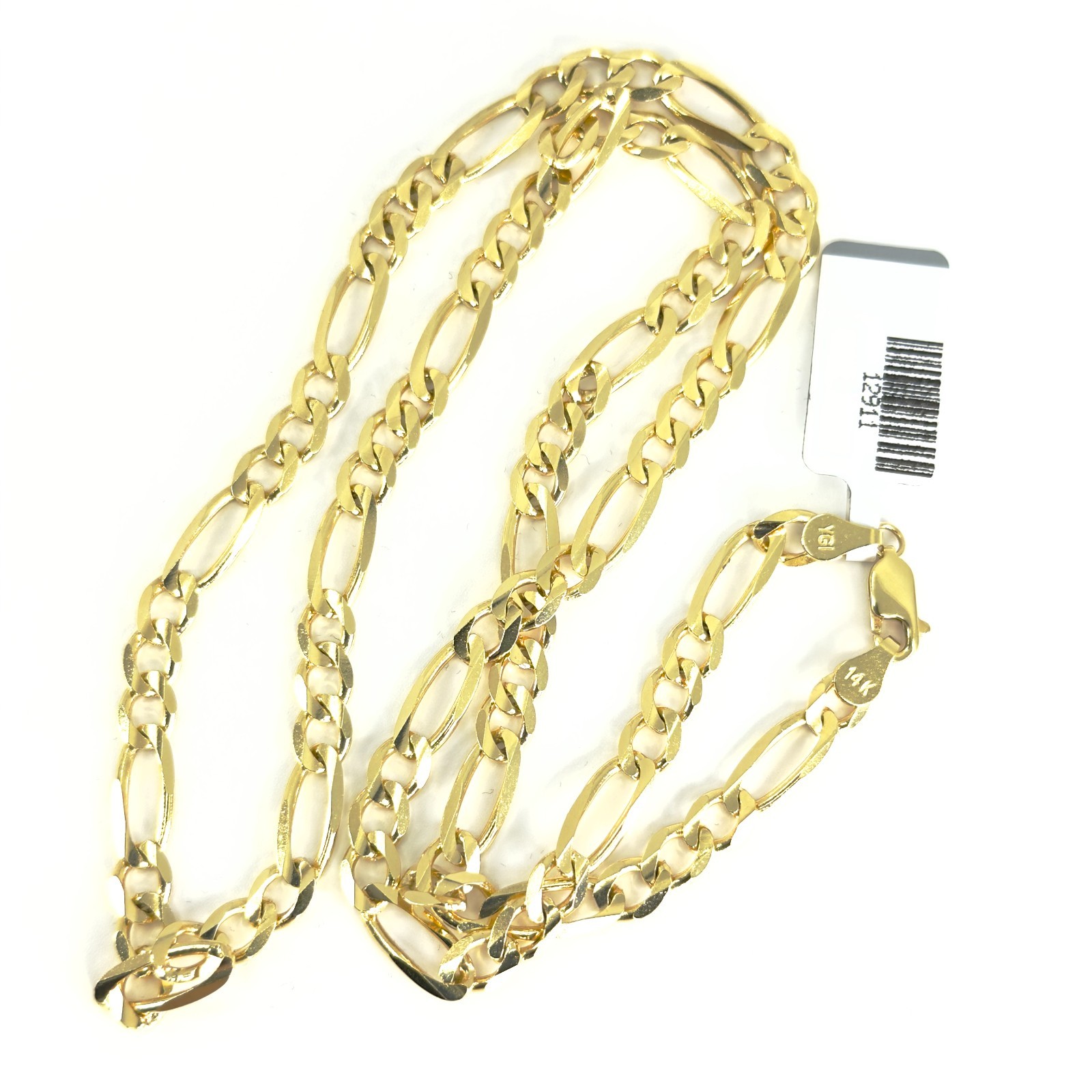 Real 14K Solid Yellow Gold Figaro Link Chain 5.7mm 24 inch Mens Necklace 26.80g