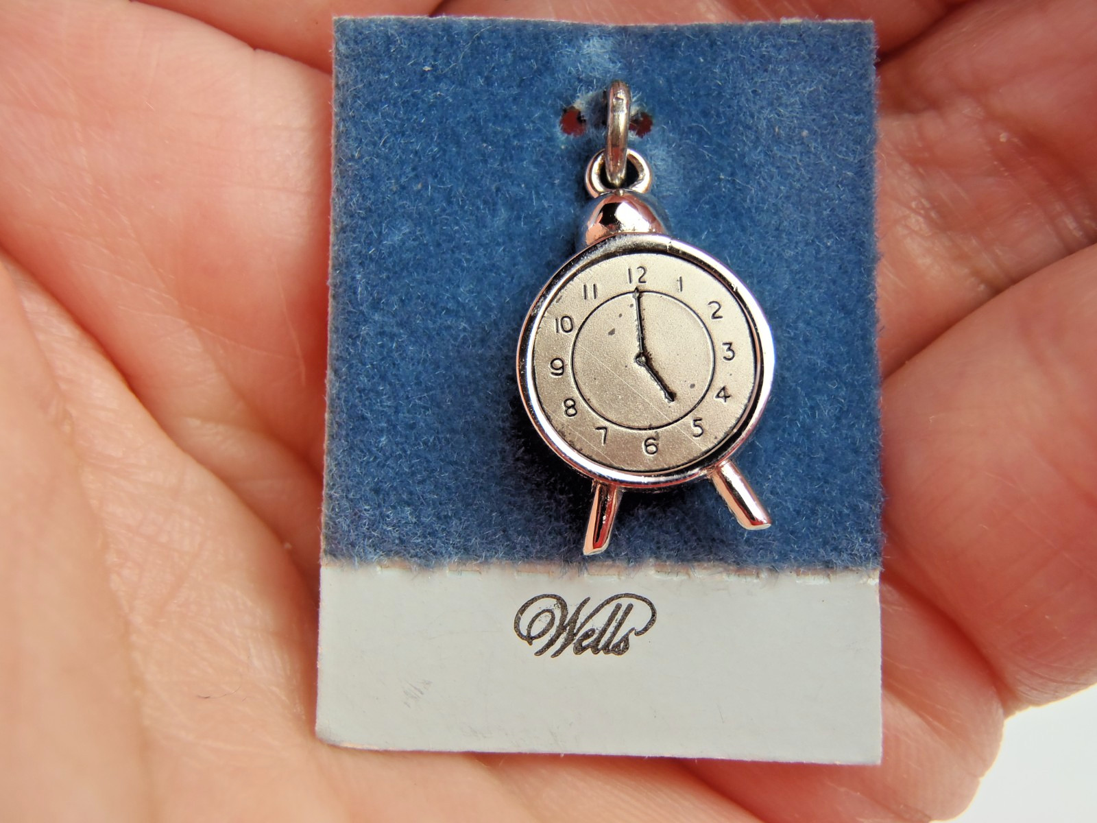 Vintage Sterling Silver .925 Analog Alarm Clock NOS Bracelet Charm