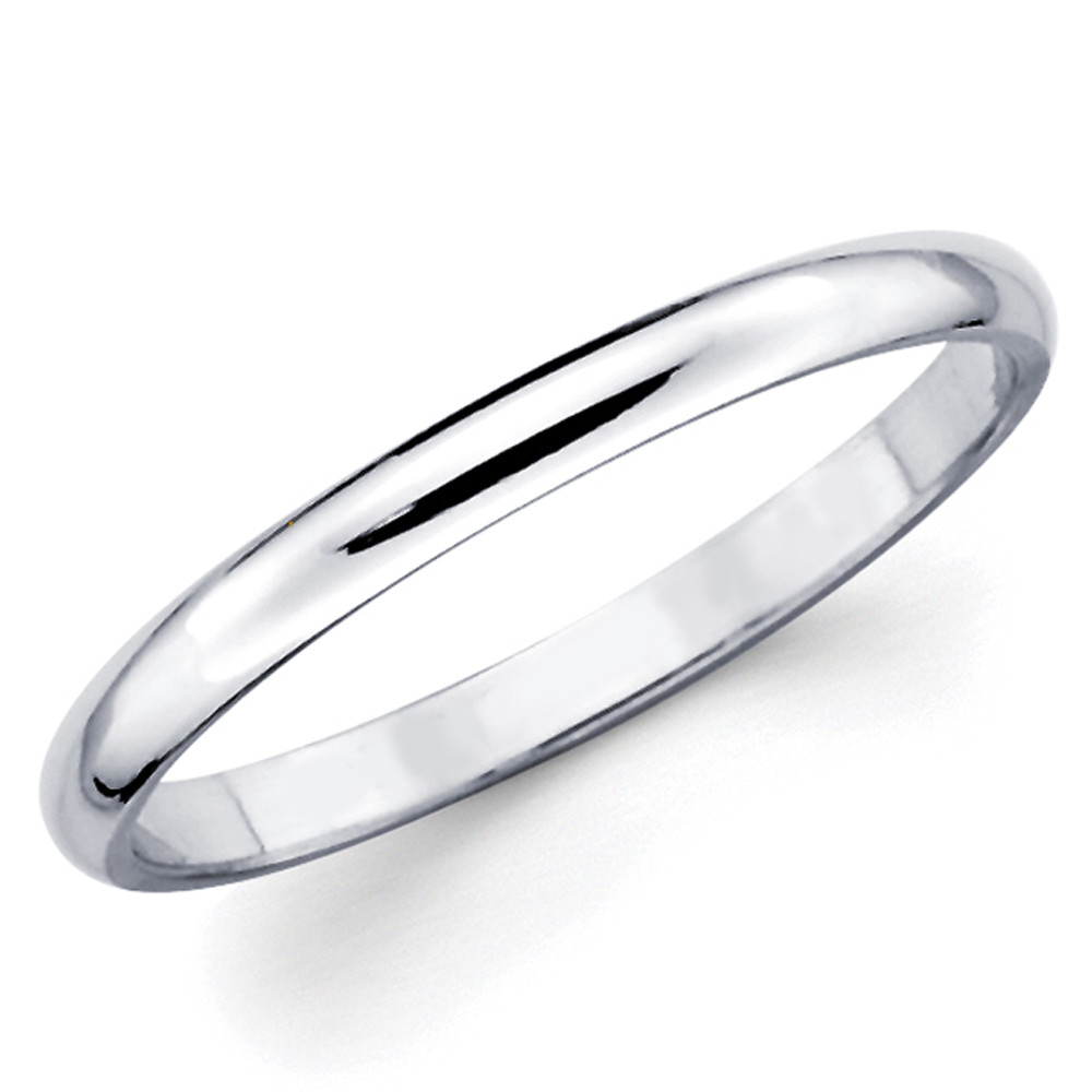 Solid 10K White Gold 2mm 3mm 4mm 5mm 6mm Comfort Fit Men Women Wedding Band Ring