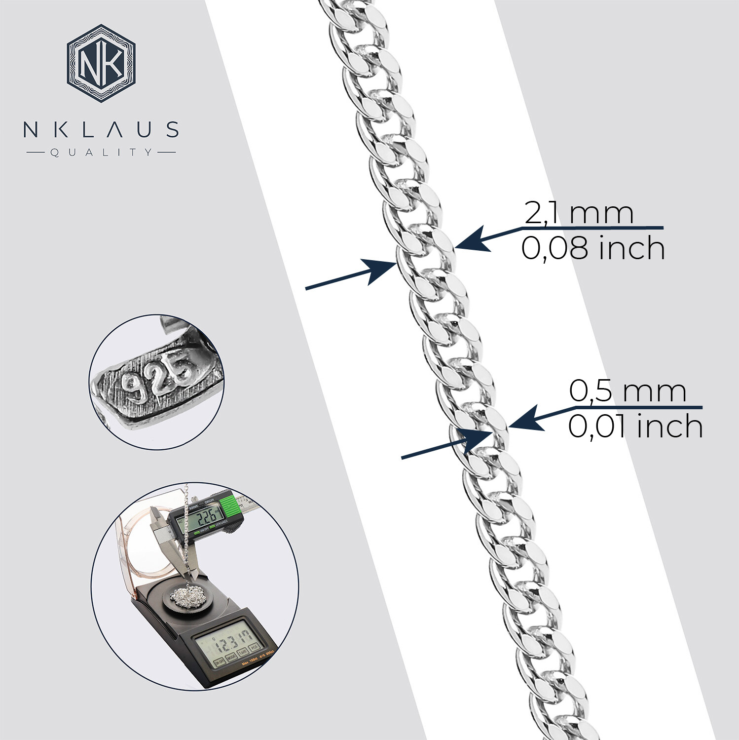 Real 925 Sterling Silver SOLID MENS Chain CURB CHAIN Choker Necklace Women