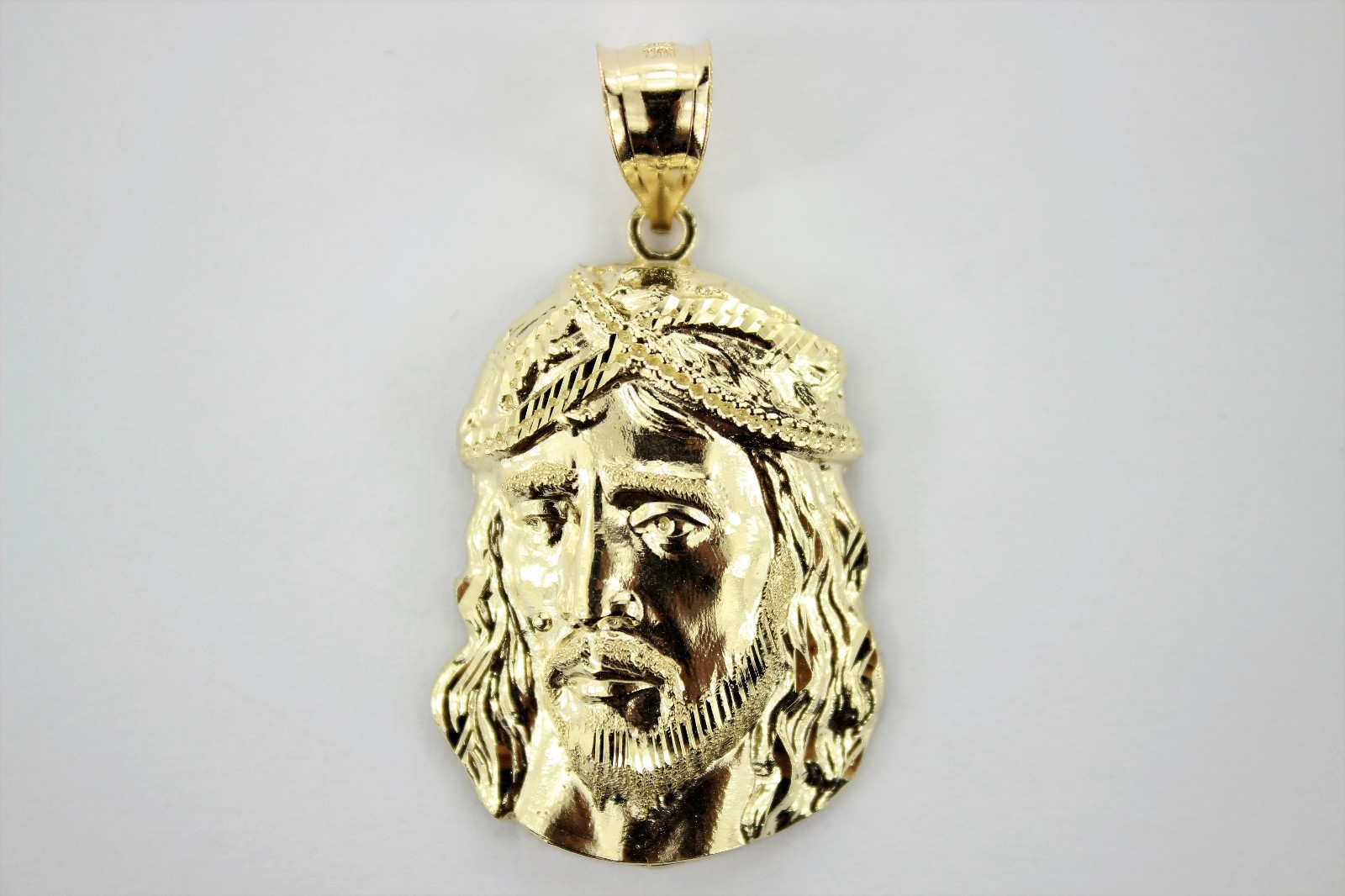 Authentic 10K Yellow Gold Diamond Cut Jesus Face Pendant Charm Left Right Styles