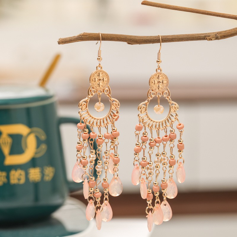 Boho Long Vacation Dangle Earrings Lightweight Beach Ladies Ear Ornaments