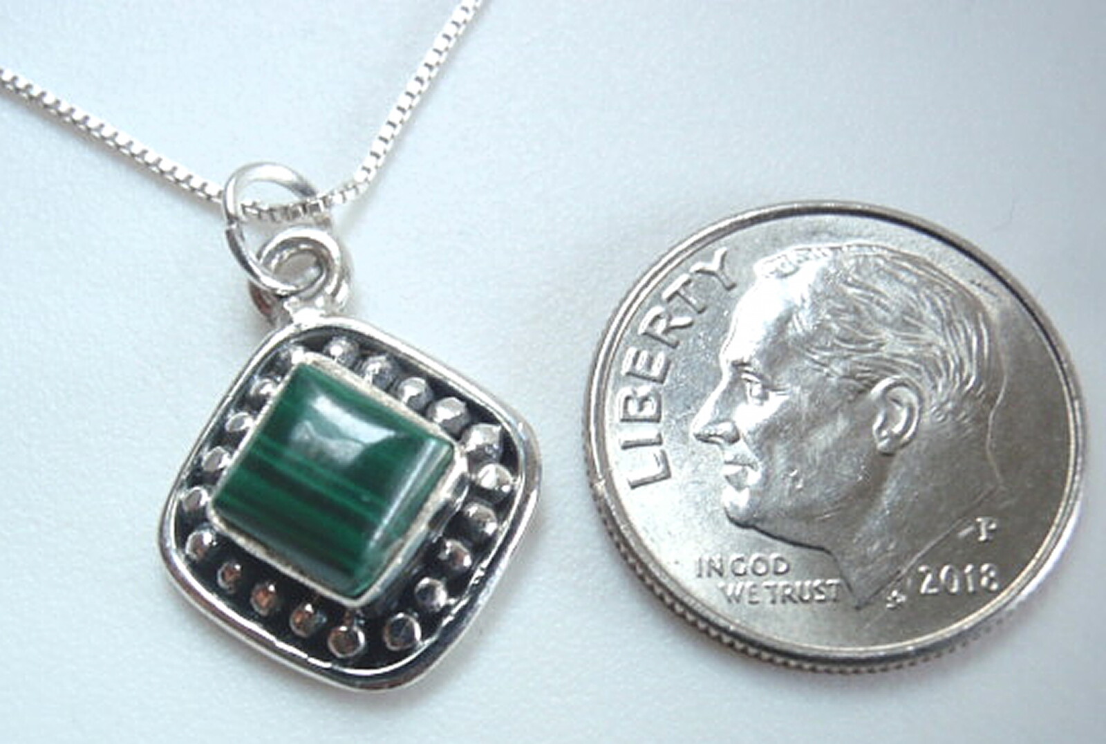 Malachite with Silver Dot Accents 925 Sterling Silver Pendant