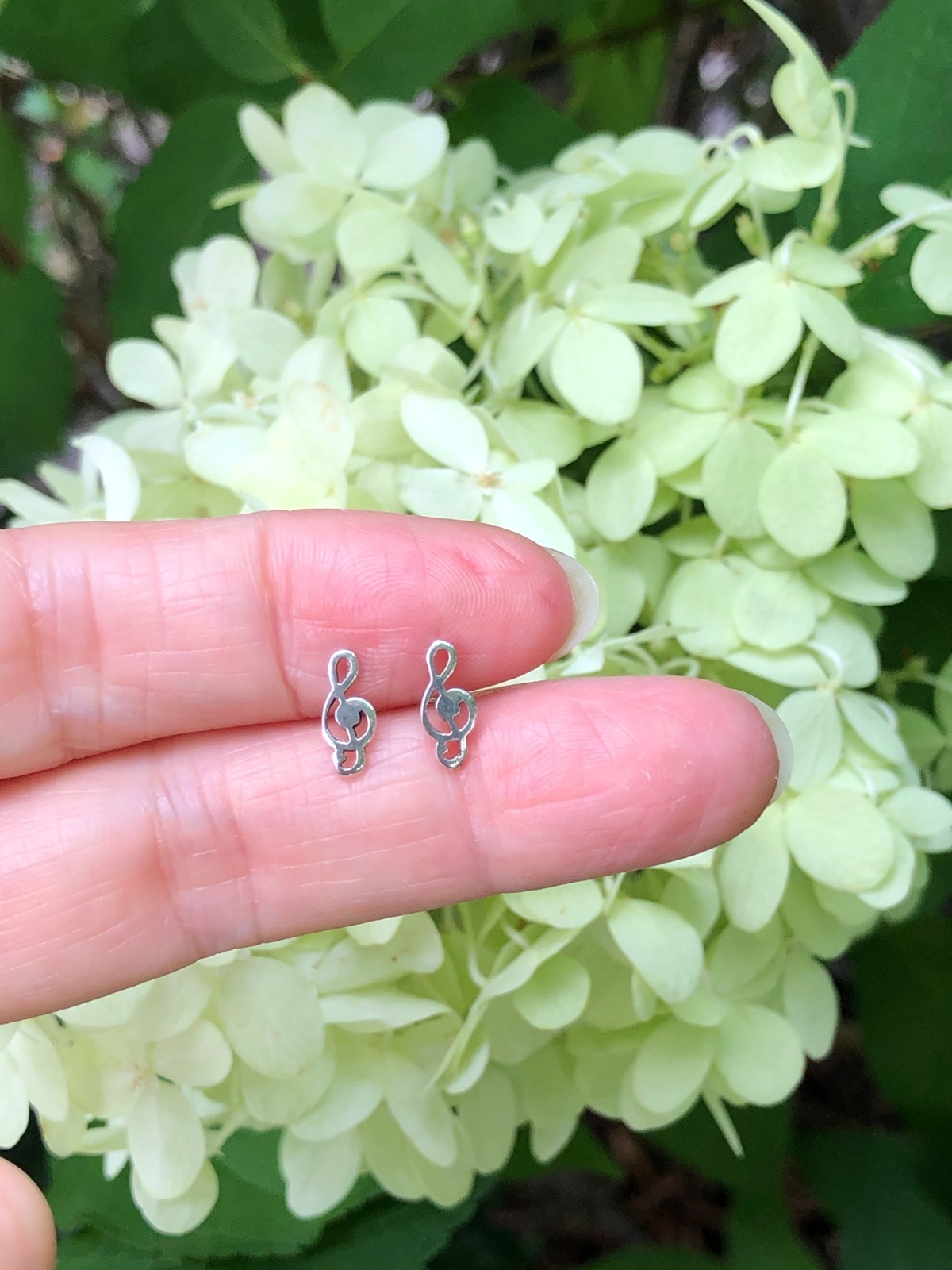 925 Sterling Silver Treble Clef Stud Earrings Music Note Tiny Dainty 9mm Unisex