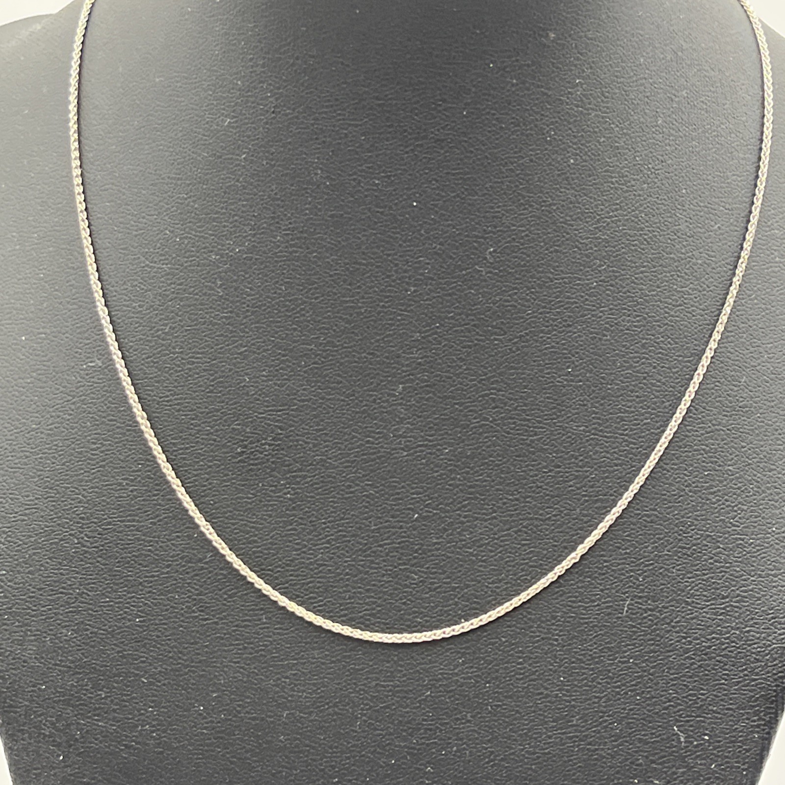 14K White Gold Wheat Chain Necklace 585 DG Italy 2.5g Verified Spiga Link