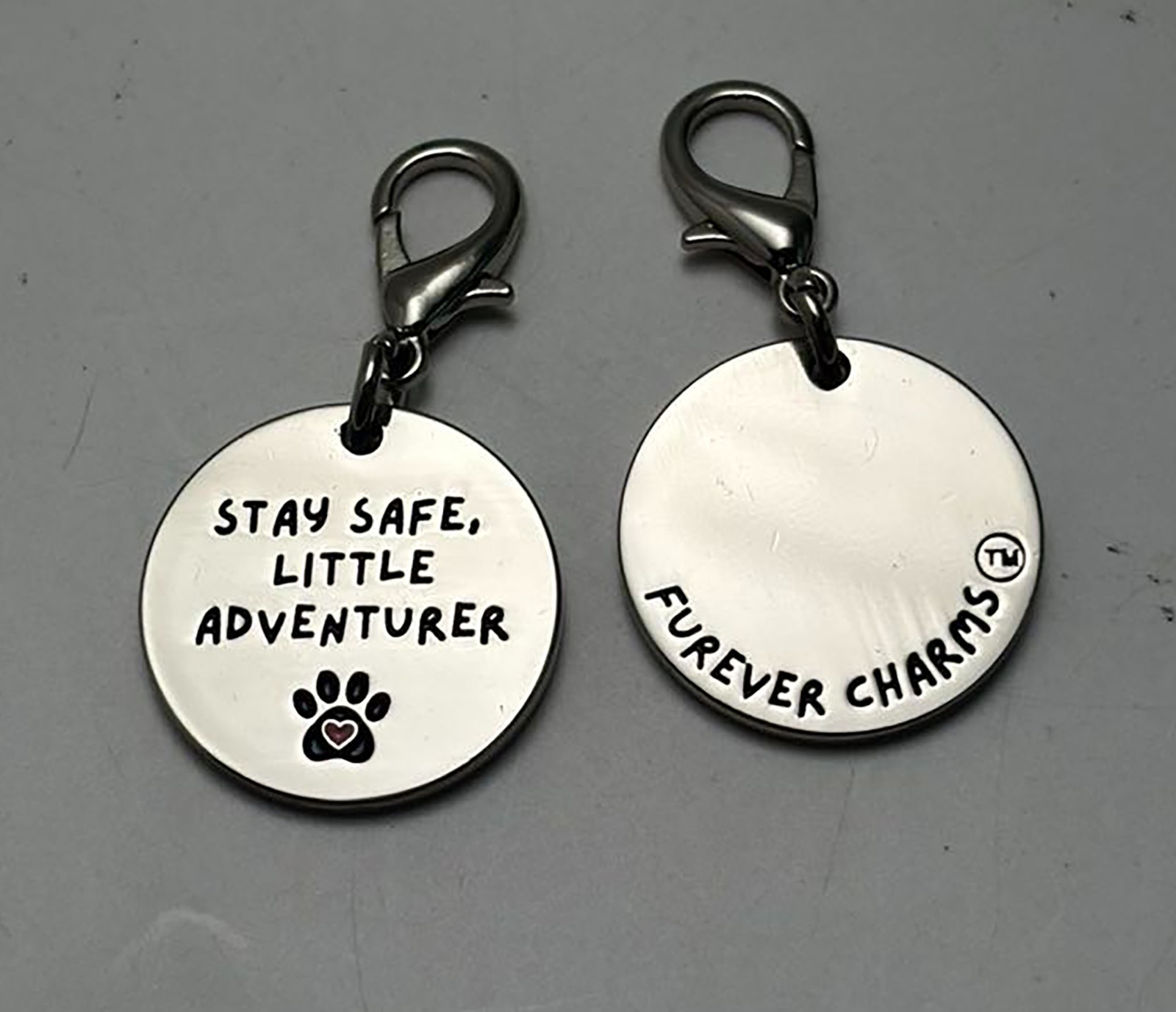 Furever Charms 1” Round Stamped Distressed Alloy Pet Collar Charm Christmas Gift