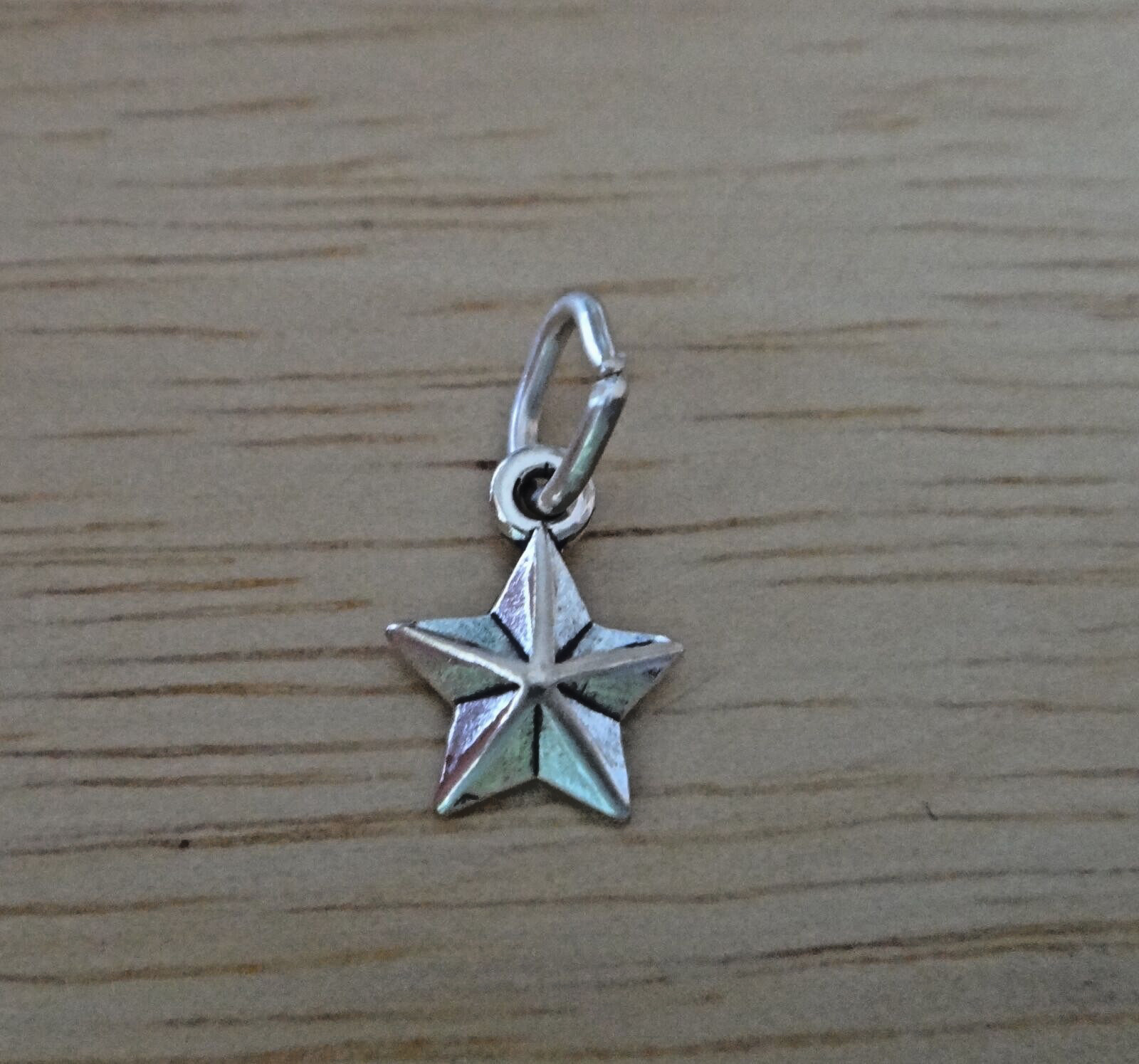 Sterling Silver TINY 9x7mm 5 Point Detailed Star Charm
