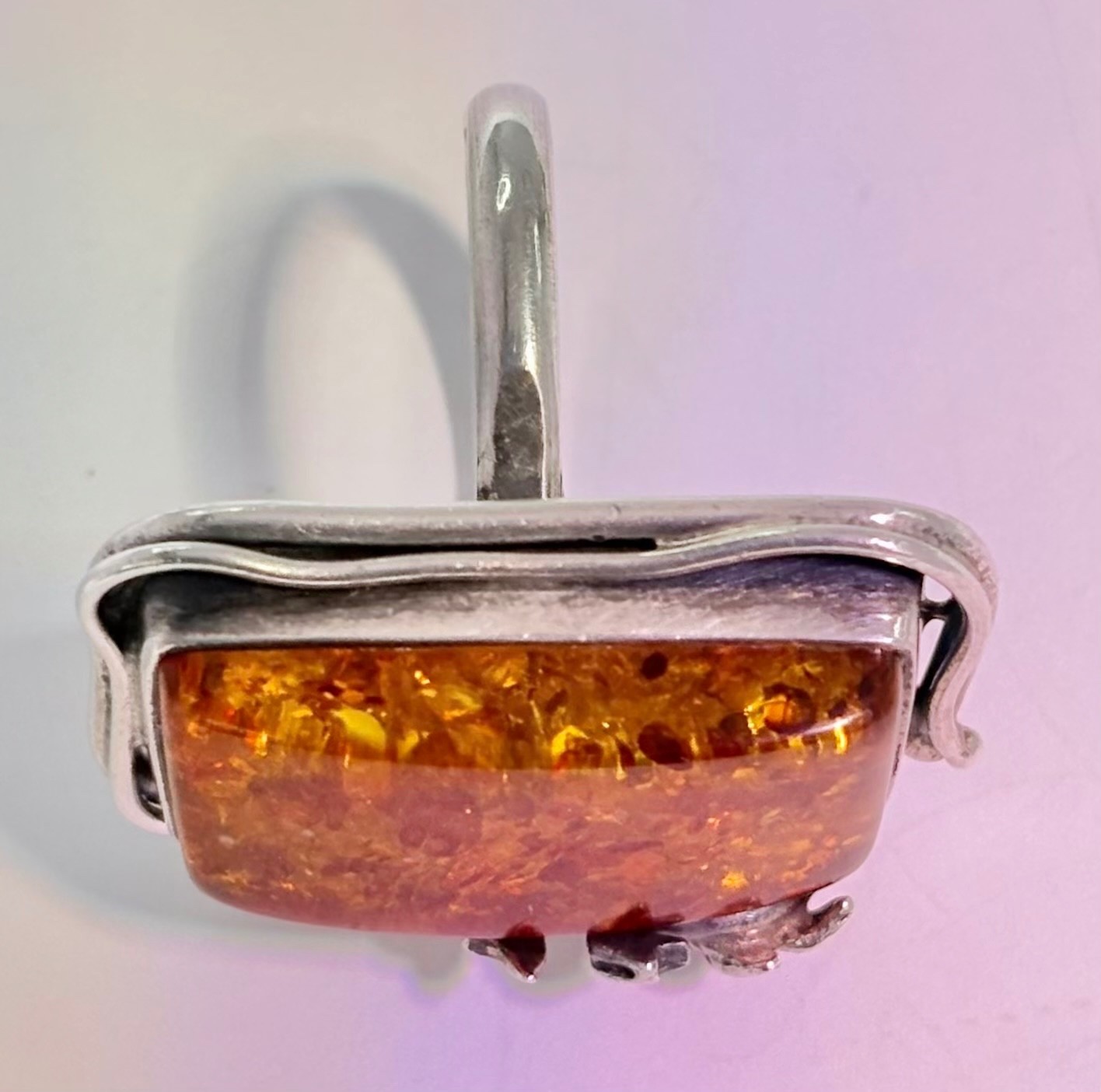 🔶 Excellent VTG Sterling Silver & Natural Amber 5 Piece Matching Set