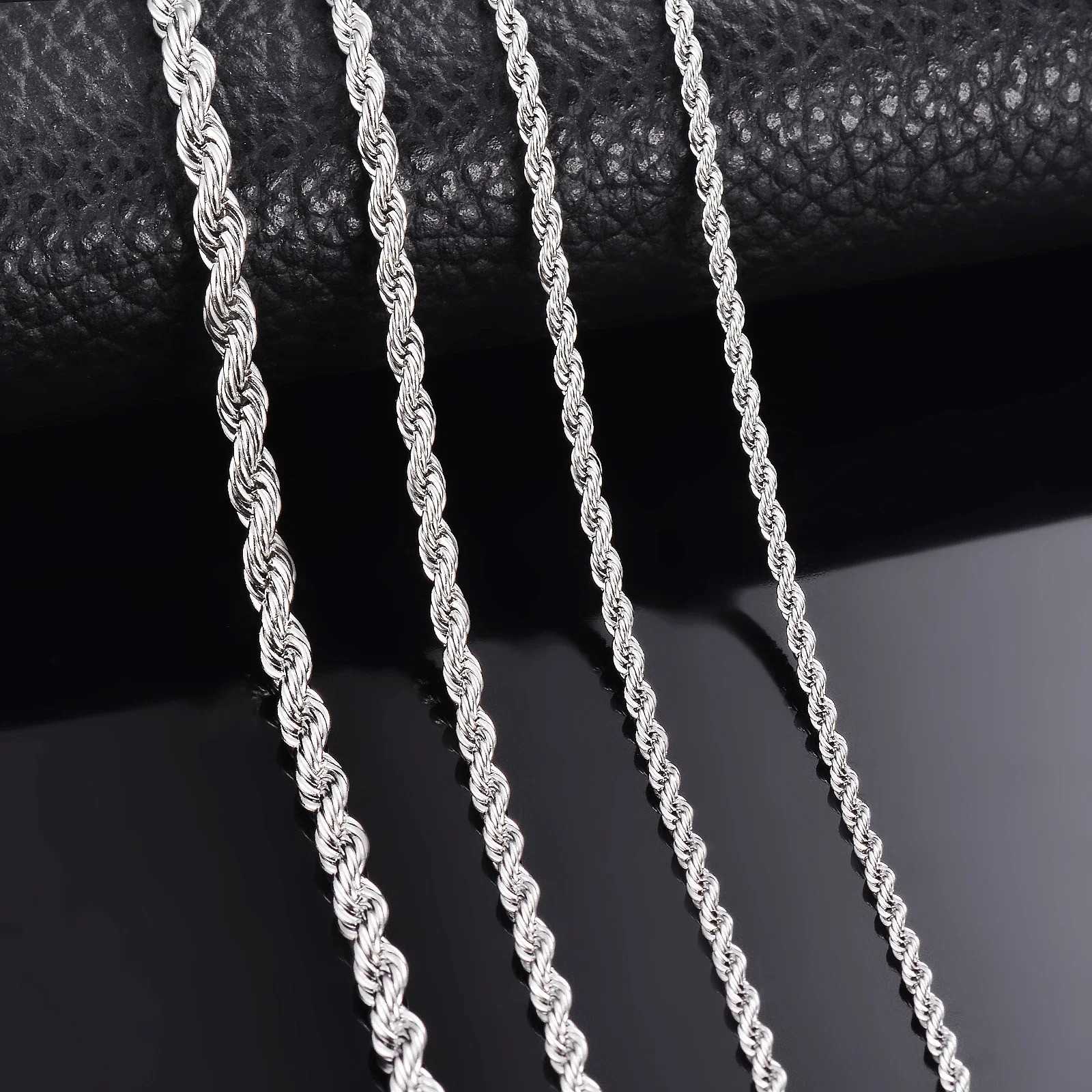 Italian Solid Sterling Silver Rope Link Chain Necklace 925 Silver Chain UNISEX
