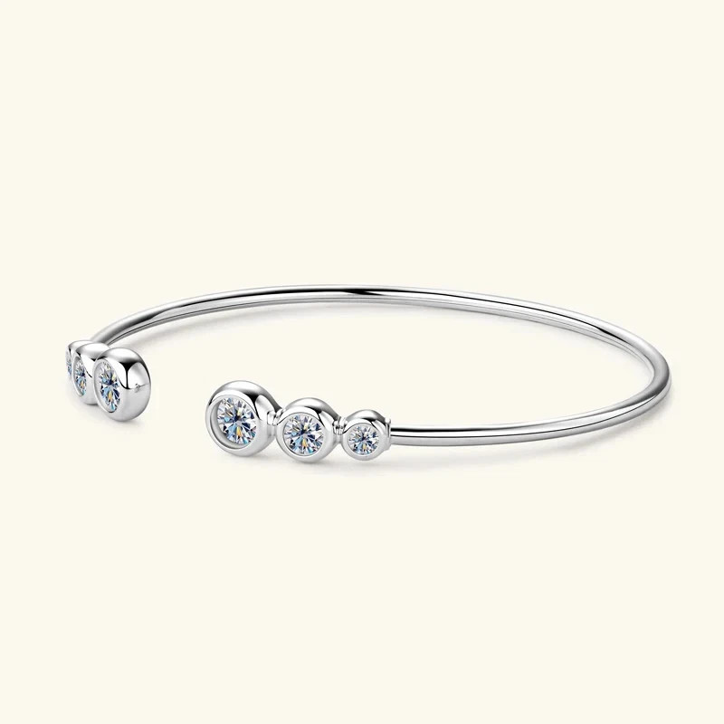 1.8ct Round Cut Lab‑Created Diamond Test Pass 925 Silver 17cm Bangle Bracelet