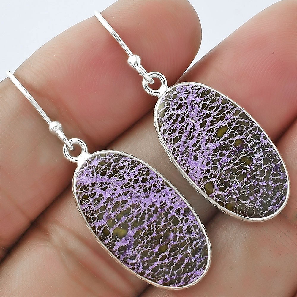 Natural Purpurite – South Africa 925 Sterling Silver Earrings Jewelry E-1001