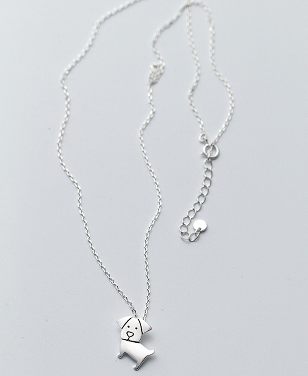 Women / Girl Fashion Jewelry Cute Dog Animal 925 Sterling Silver Necklace 16-17″
