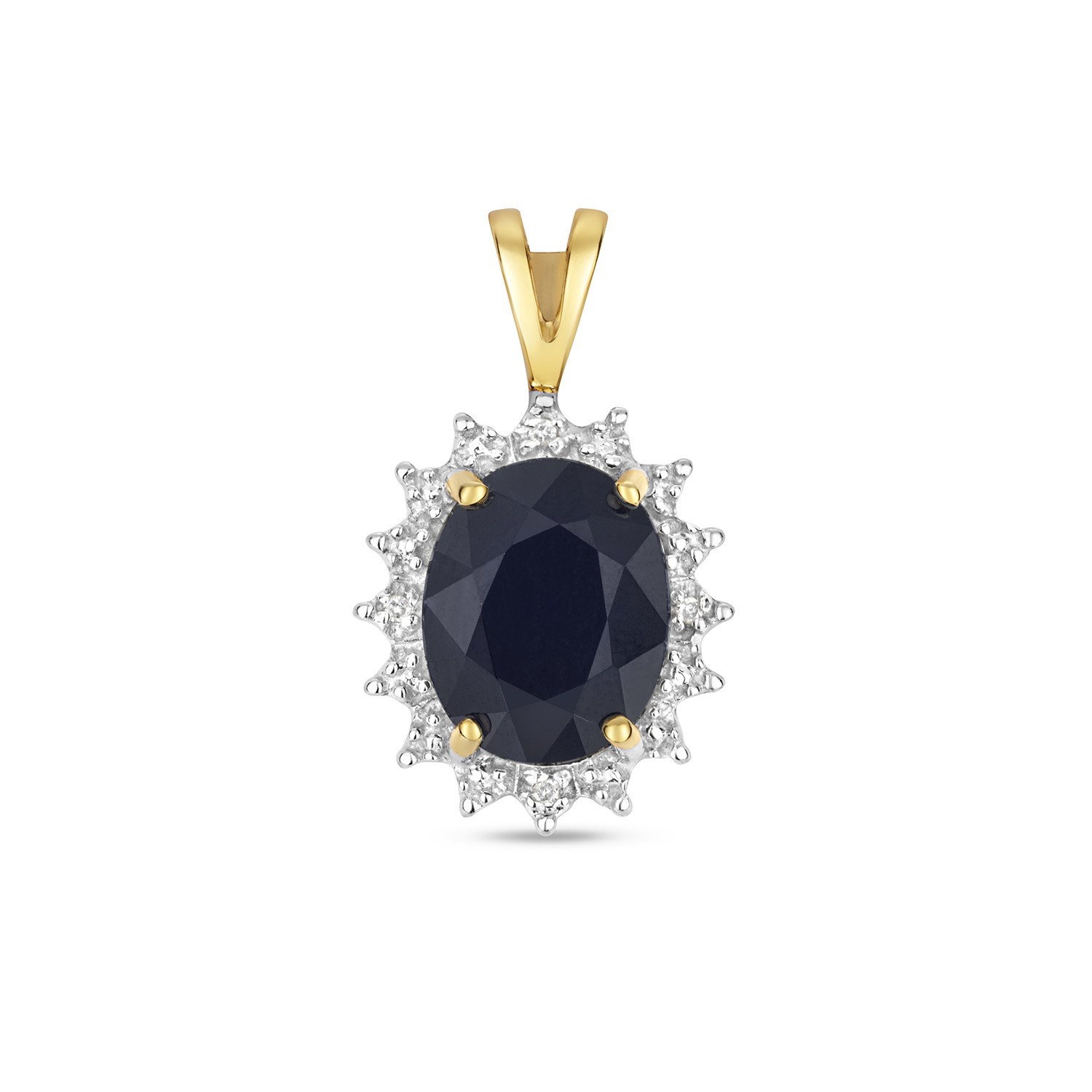 9k Gold Women Diamond Pendant with Sapphire – 21mm*12mm 164462U
