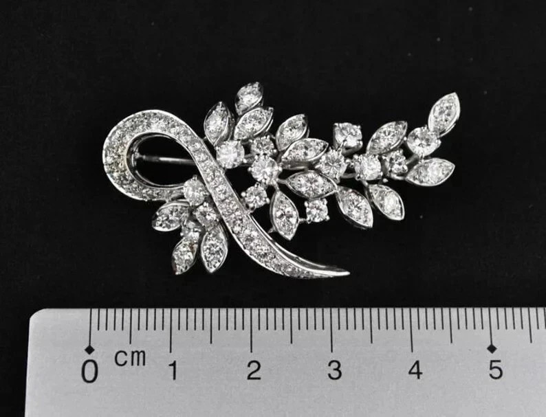 3.30CT Round Cut Lab Created Diamond Women’s Brooch Pin 14K White Gold Finish