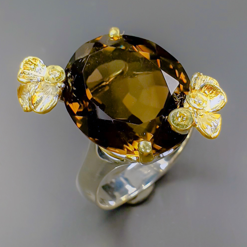 Natural  Not Enhanced Smoky Quartz Ring 925 Sterling Silver Size 9 /B-R0987