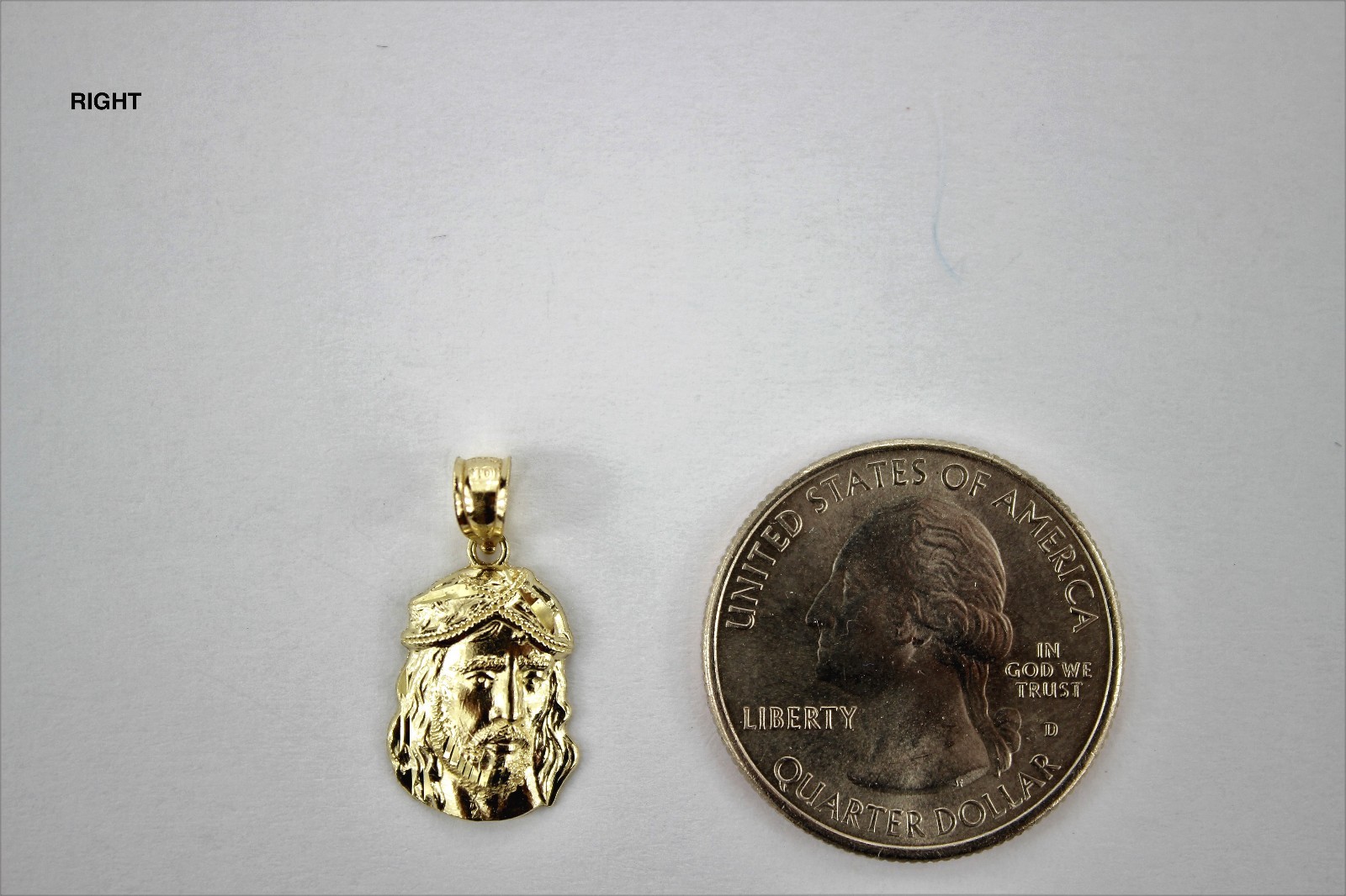 Authentic 10K Yellow Gold Diamond Cut Jesus Face Pendant Charm Left Right Styles