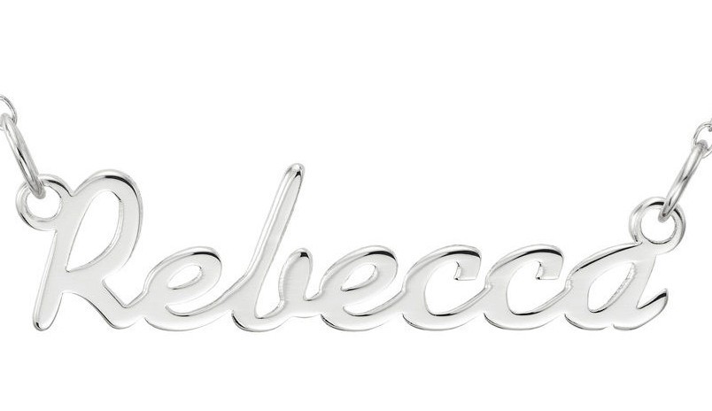 Rebecca Name Plate Necklace Pendent Sterling Silver female Personalized Custom