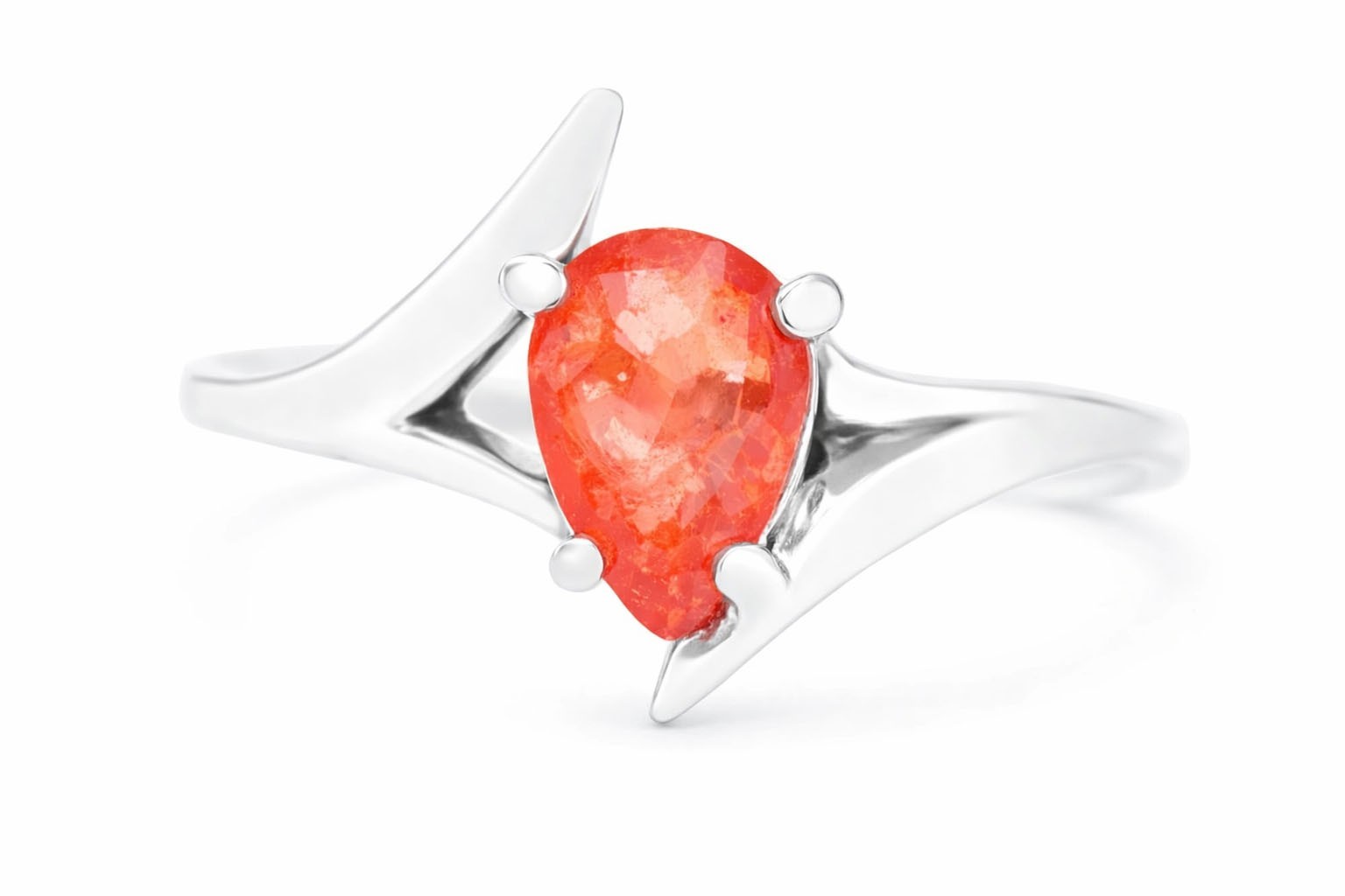 GENUINE 1.05 Cts PADPARADSCHA SAPPHIRE RING SOLID 10K WHITE GOLD -Free Appraisal
