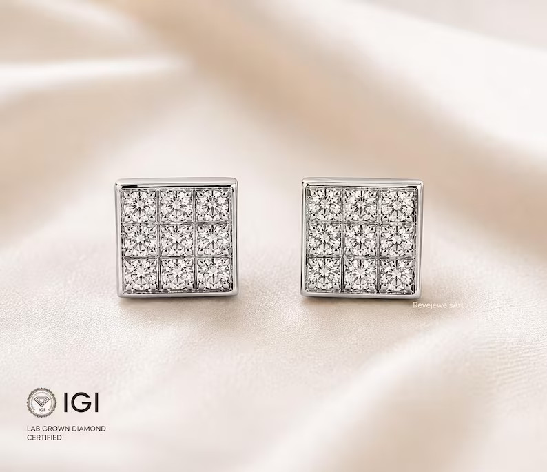 2 CT Round EF/VS1 Lab Grown Diamond Women Wedding Stud Earrings 14k White Gold