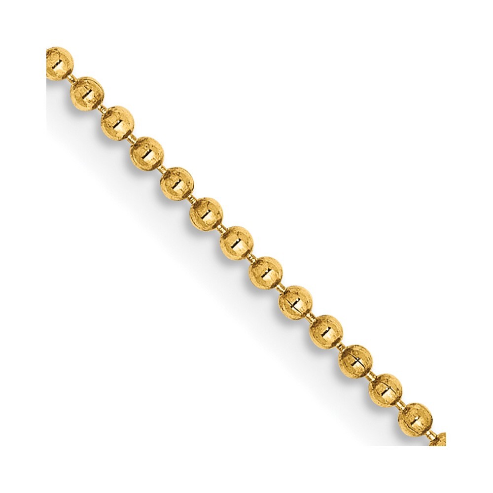 14k Yellow Gold 1.2mm Beaded Chain Necklace 20″ for Women 2.78g