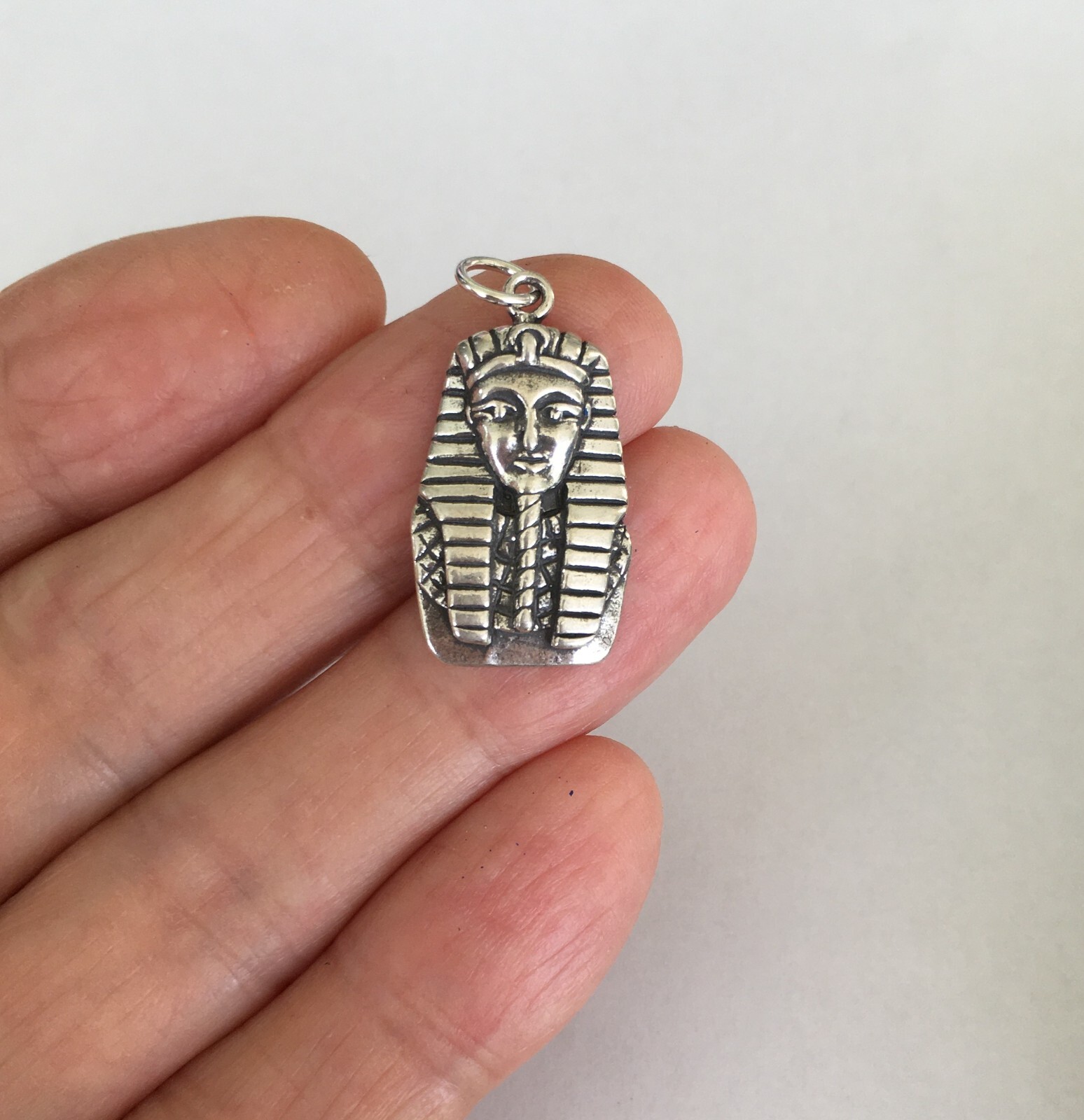Sterling silver 28mm King Tut Egyptian pharaoh charm