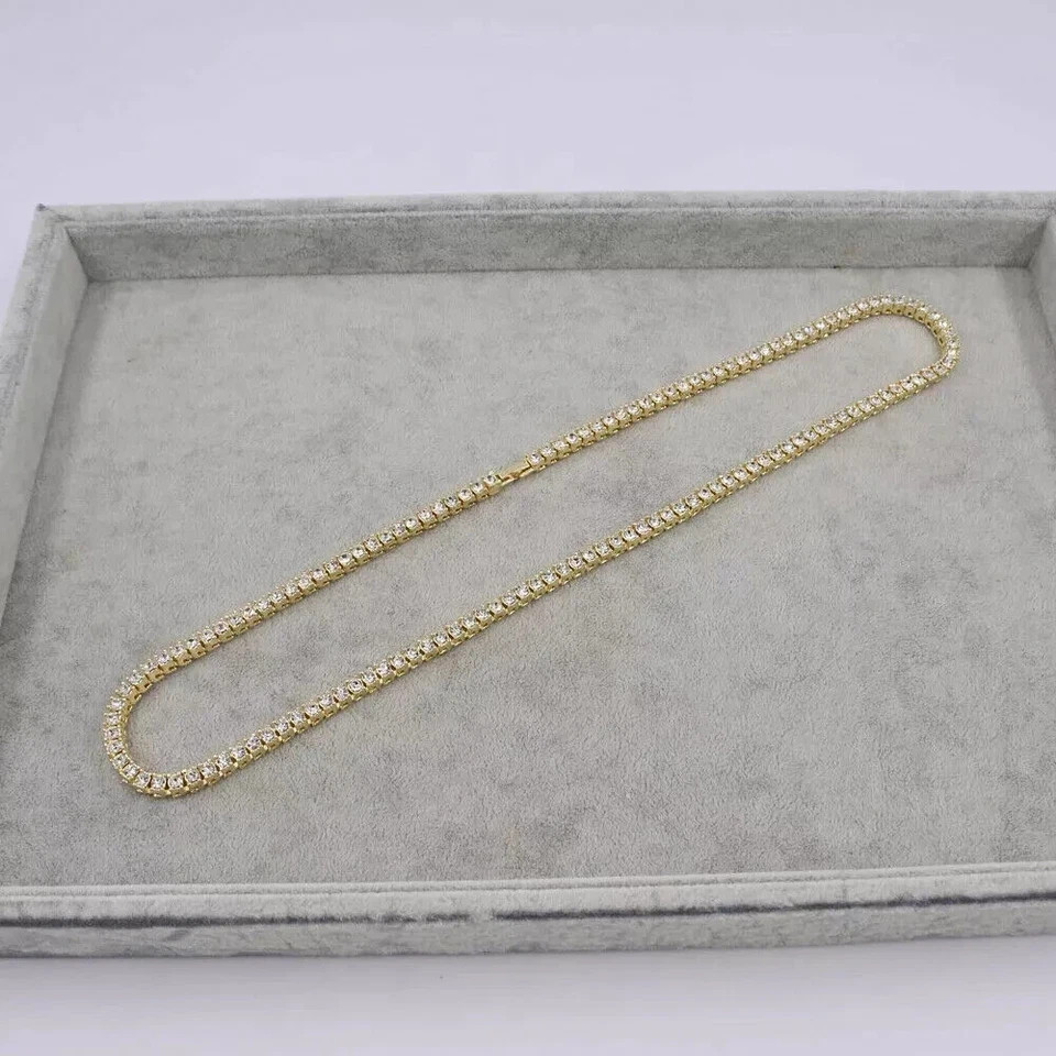 15Ct Round Cut D/VVS1 Lab Created Diamond Tennis Necklace 14k Yellow Gold Over