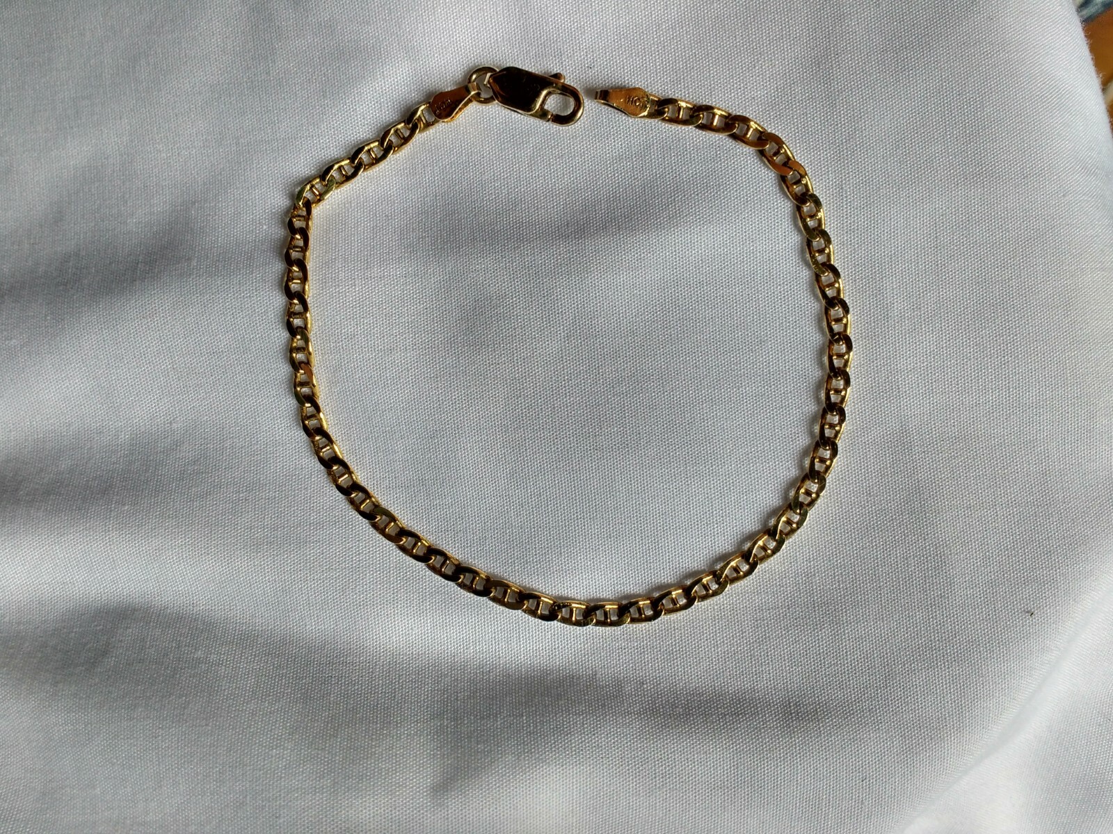 HCT Sterling Silver 925 Gold Wash Mariner Link Bracelet 7 1/2″ L x 3MM 3.5 g EXC