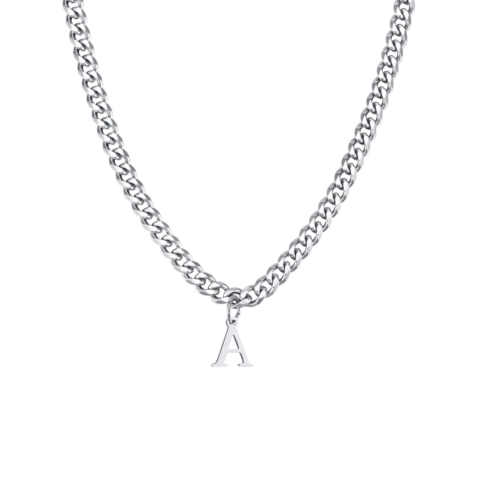 Unisex Stainless Steel Initial A-Z Necklace for Women Men,Titanium Steel Initial