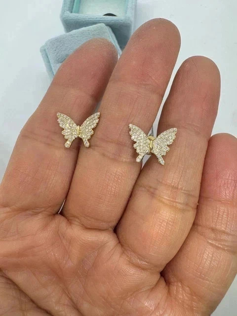 1.50Ct Round Cut White Moissanite Women’s Stud Earrings 14K Yellow Gold Plated