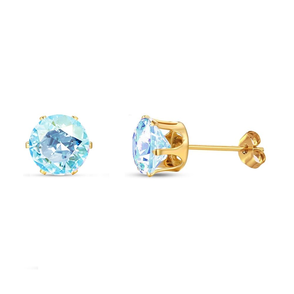 CZ Stud Earrings 18K Gold Plated 316L Stainless Steel Earring Studs Hypoallergen