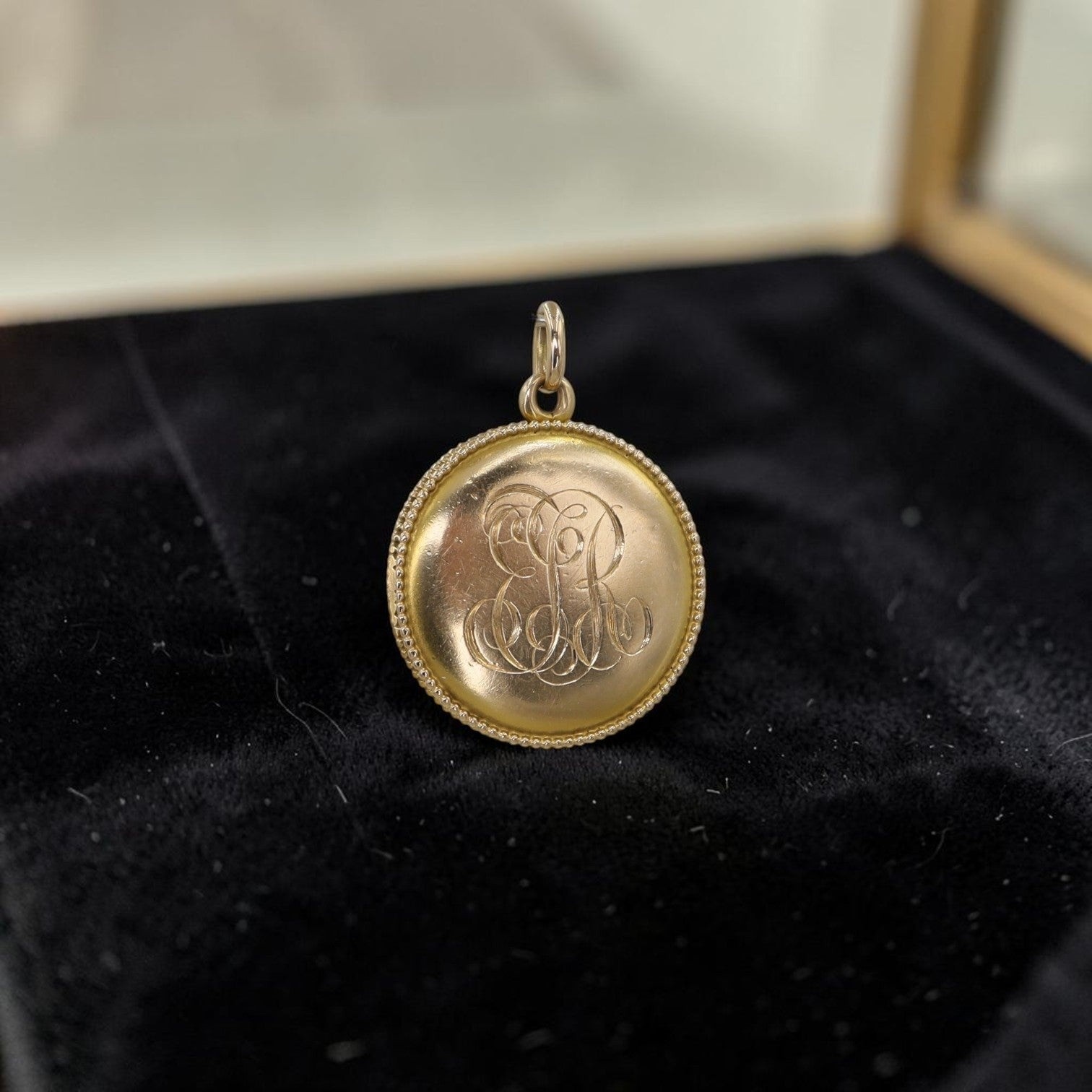 Antique Victorian 14k Gold Locket | Coin Edge | Engraved Monogram EJR | Petra