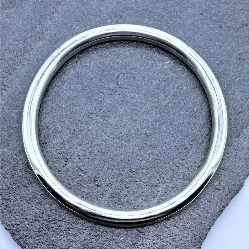 7mm Solid 925 Sterling Silver Plain Bangle Heavy Chunky Bangles Women Jewelry