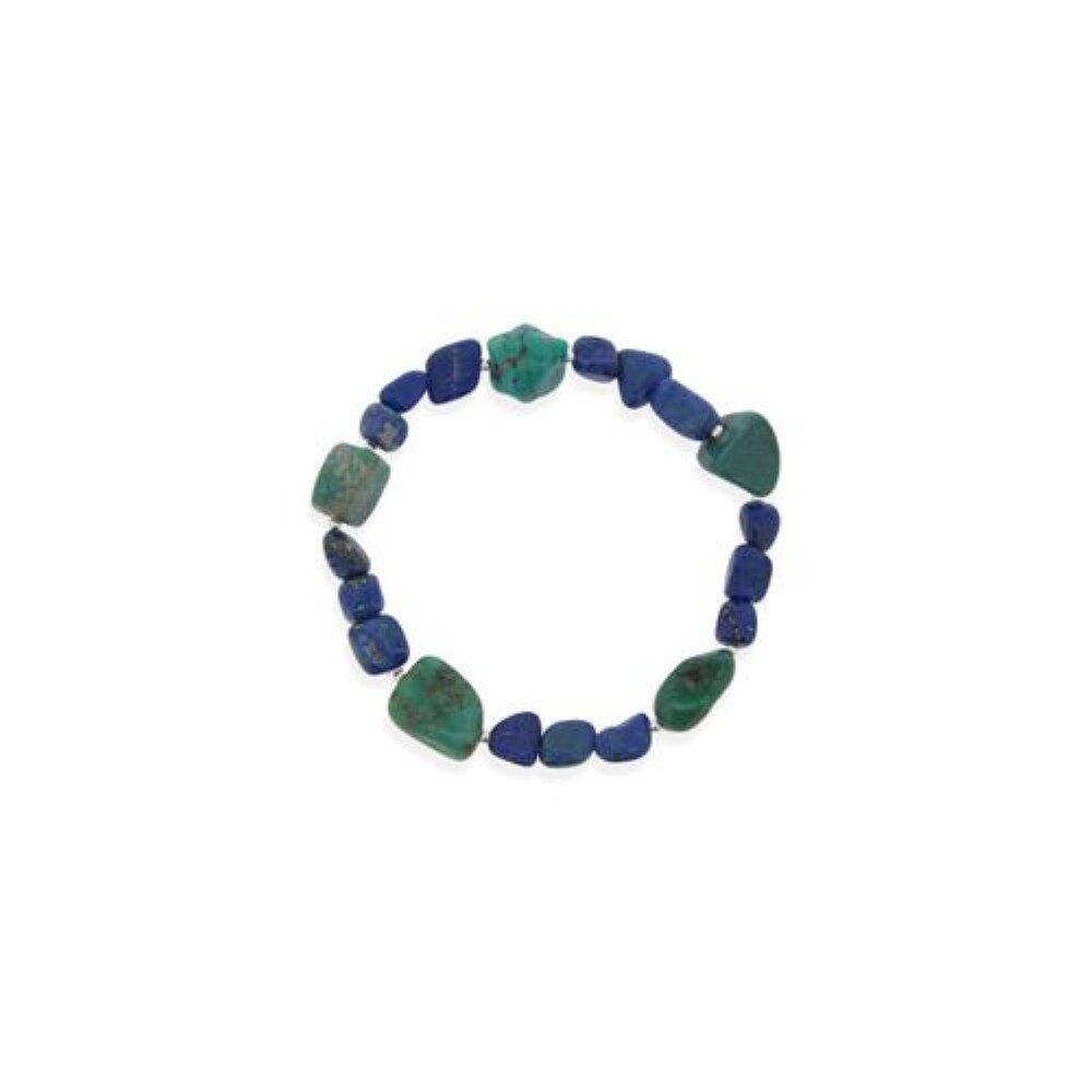 Lapis, Turquoise Chips & Nuggets Stretch Bracelet