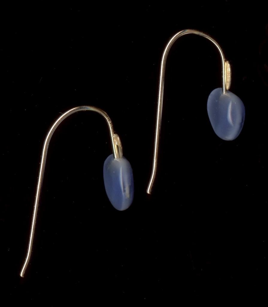 New 10K Solid Yellow Gold 6mm Light Blue Acrylic Heart Hook Stud Earrings UP