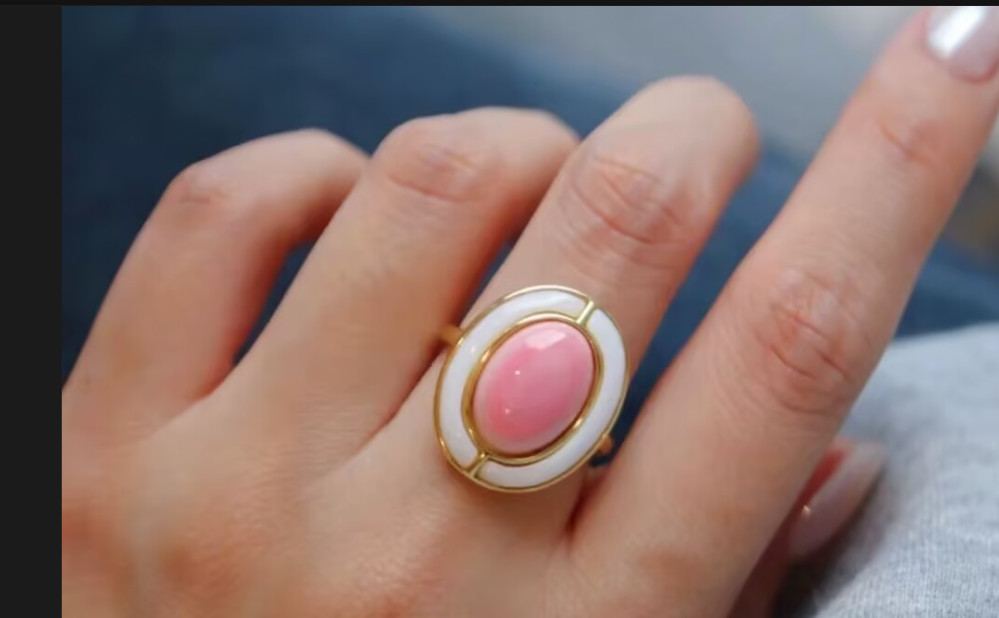 huge 15-16mmcnatural pink conch pearl ring 925s(mj)