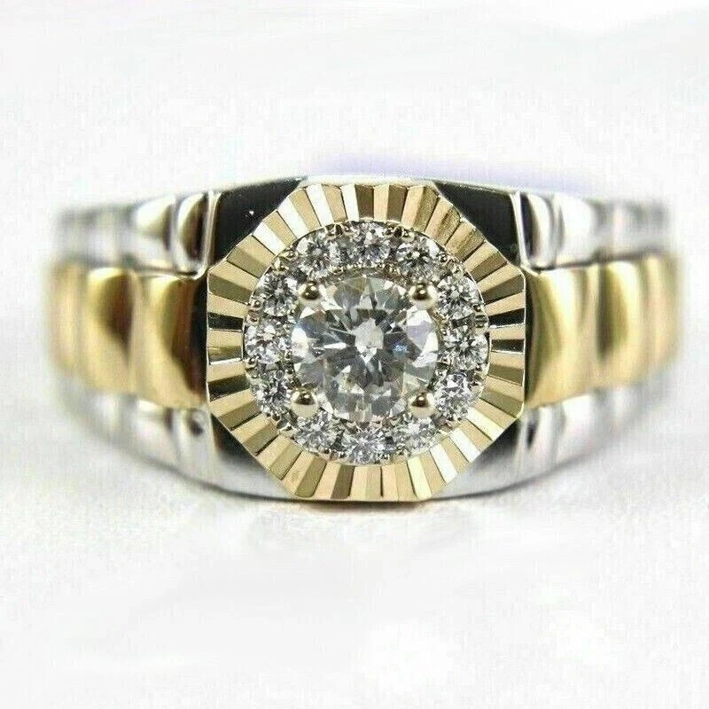 2Ct Round Cut Lab Created Men’s Rolex Engagement Ring 14K Two Tone Gold Plated