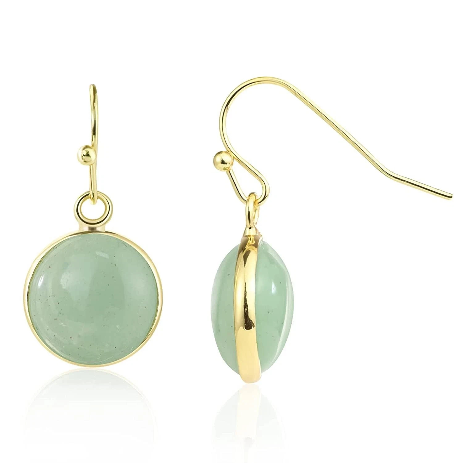 Handmade Jade Earrings for Women 14k Gold Green Yellow Gold+Light Green
