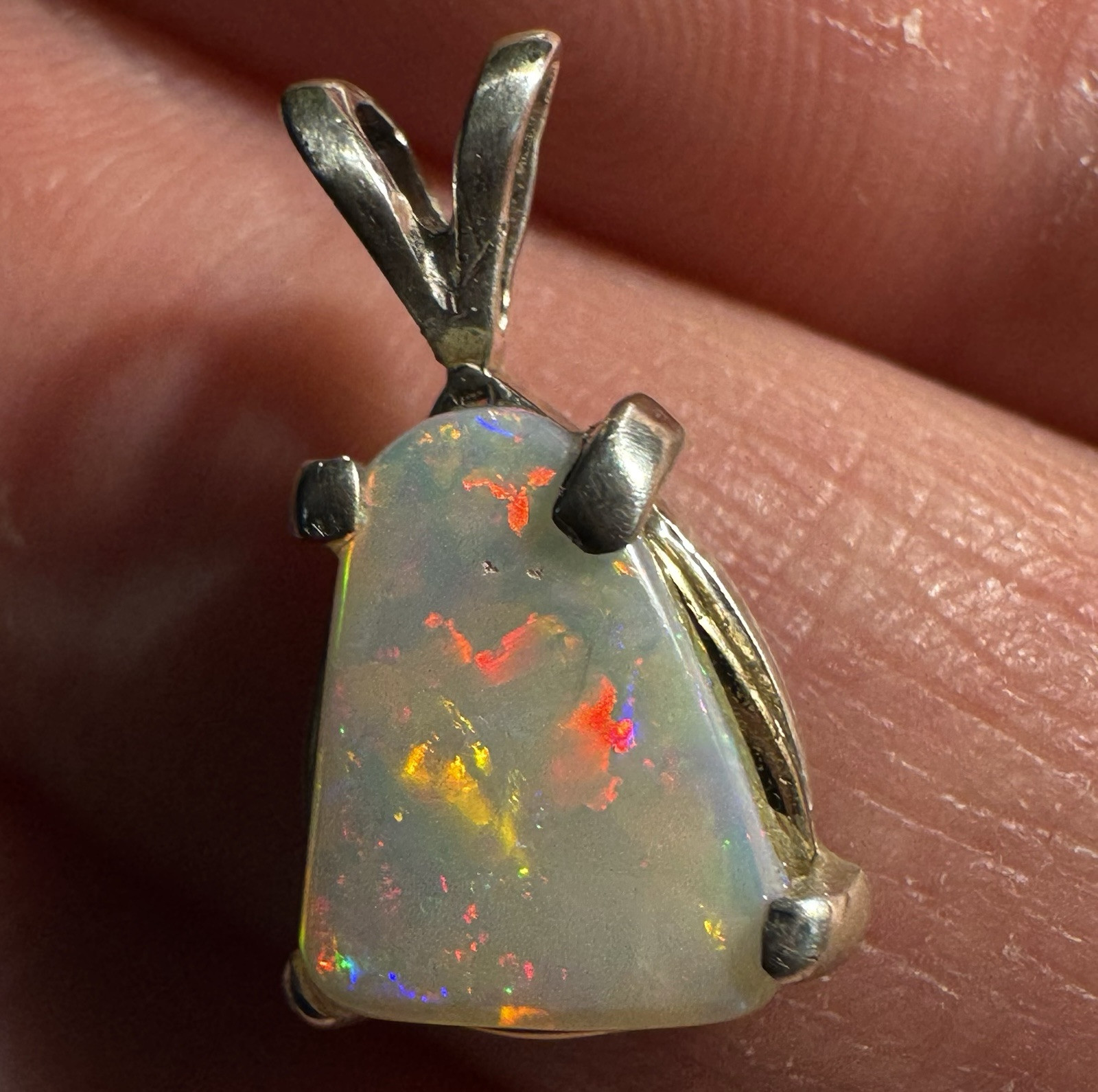 SALE *VIDEO* RED HOT 1.55ct AUSTRALIAN TOP GEM OPAL CRYSTAL 14K GOLD 925 PENDANT