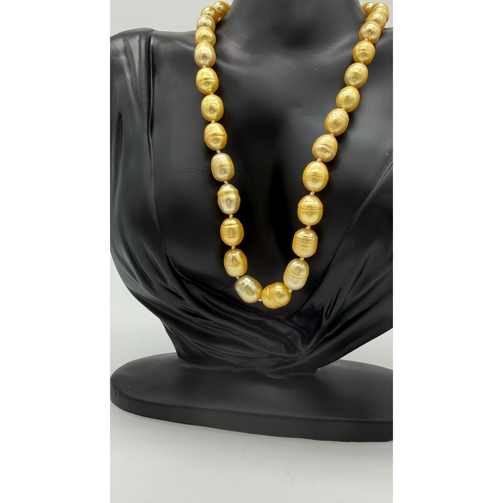 Dyed Genuine Pearl Necklace Golden Baroque Nugget Strand 18″ 51g Statement