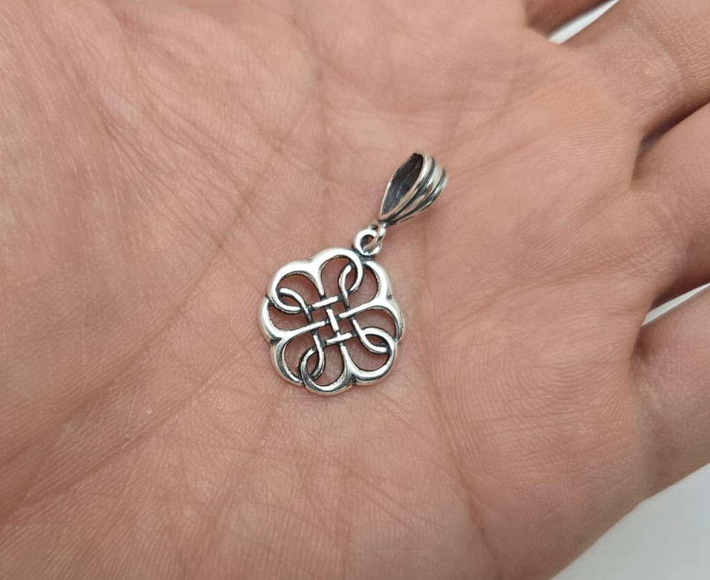 925 Sterling Silver Large Celtic Shield Knot Pendant 3/4 (19mm) Inch Tall