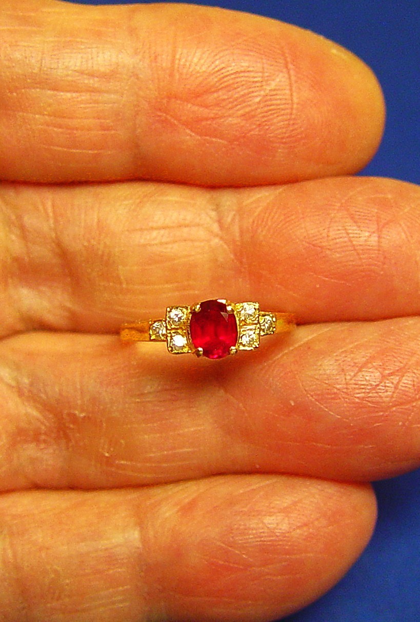 Petite Natural Ruby ring 0.58 CT Excellent GEM SZ 5.5 14K Solid Gold STELLAR !!