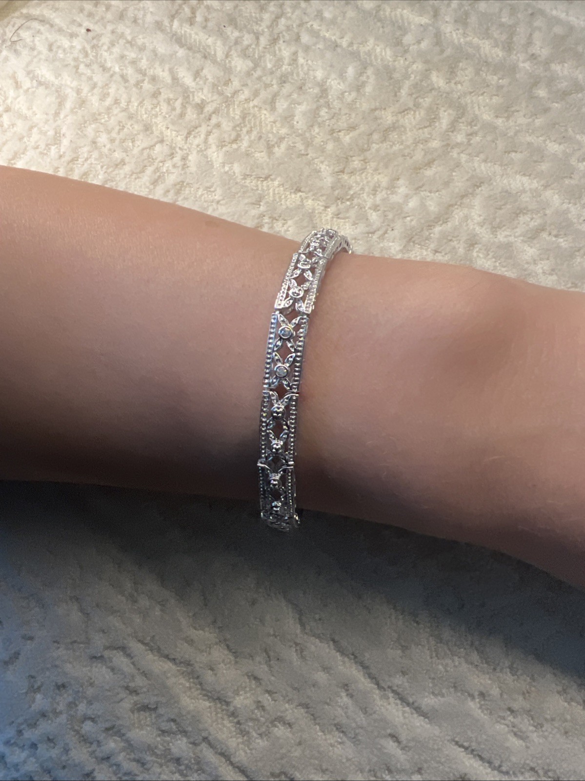 Signed 925 China Sterling Silver Bracelet 7inches
