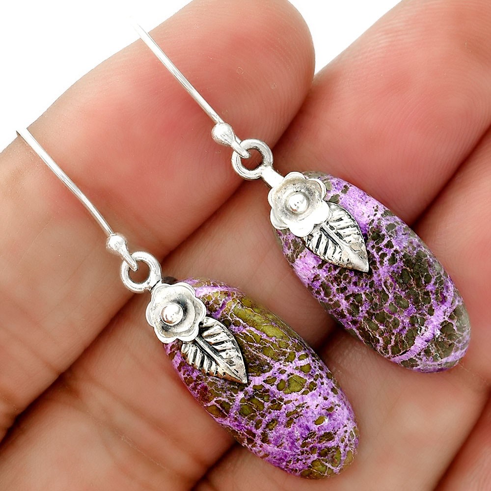 Natural Purpurite – South Africa 925 Sterling Silver Earrings Jewelry E-1137