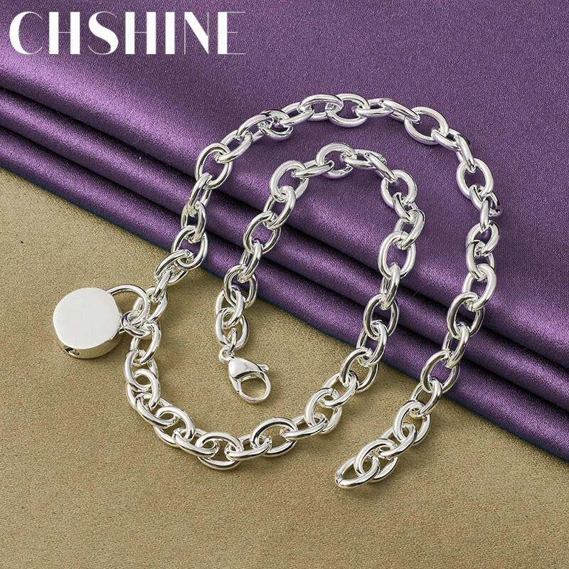 CHSHINE 925 Sterling Silver Round Lock Necklace For Women Fashion Charm Jewelry