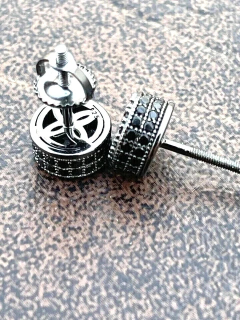 2 Ct Round Lab Created Diamond Men’s Cluster Stud Earrings 14K Black Gold Finish