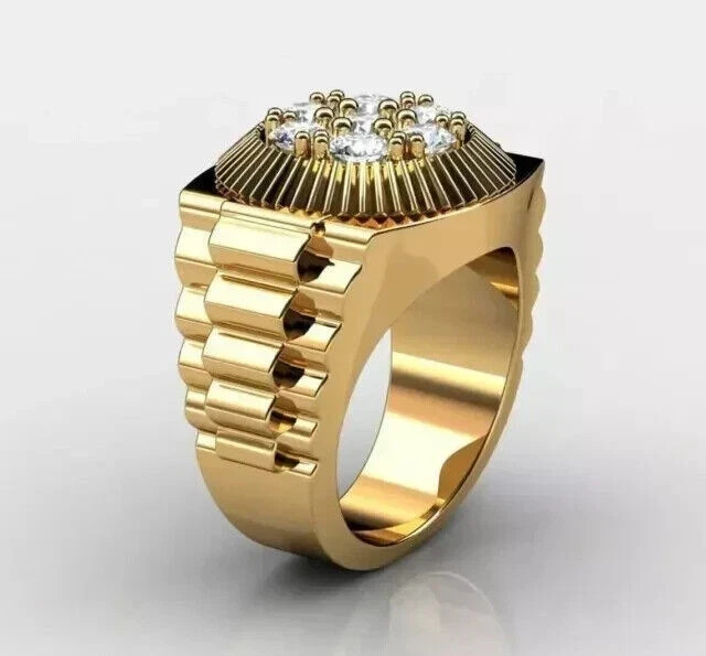 Solid 925 Silver & MOISSANITE Passes Tester Cluster Rolex Design Ring